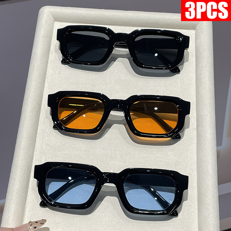 Luxury Zone - 2/3 Stück Vintage Rechteckige Sonnenbrillen für